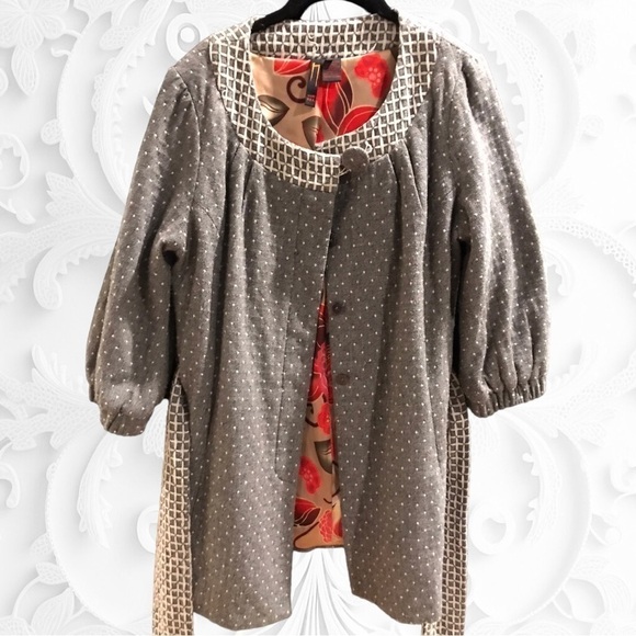 Vintage Nelli USA By Janice Jaraicie Wool Button Up Satin Interior Waist Tie Lrg - Picture 11 of 12